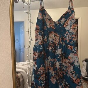 Zoe and Rose, Blue and pink floral, chiffon sundress.